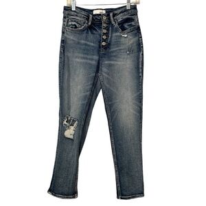 Vervet button fly distressed ankle crop denim jeans womens 25 measures 28